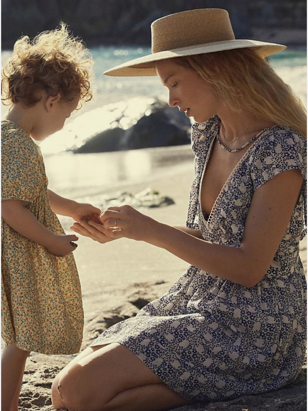 by Anthropologie V-Neck Plunge Tunic Mini Summer Dress Blue Motif Size SMALL